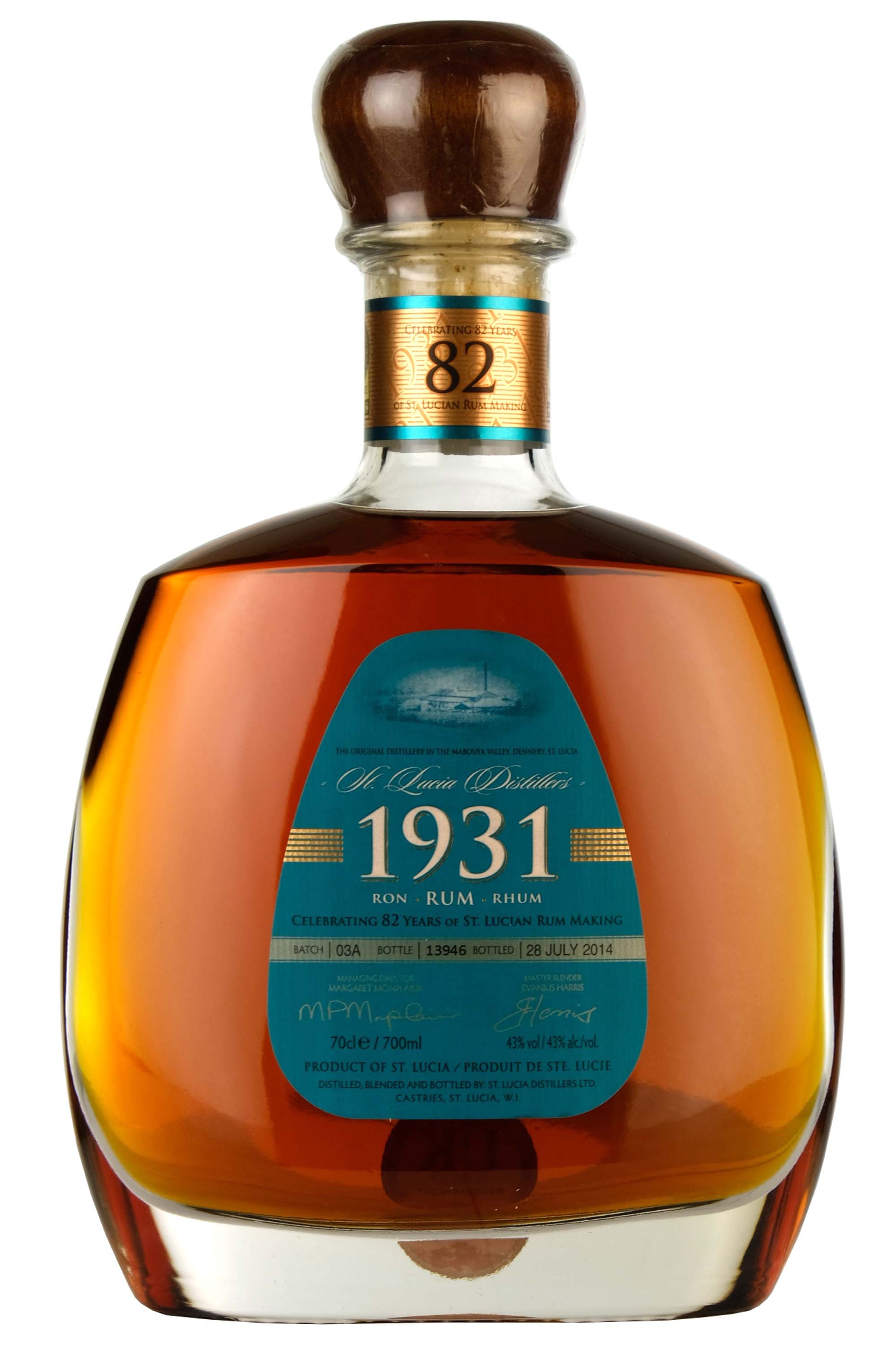 St Lucia Distillers 1931 Rum Celebrating 82 Years Batch 3A Bottled 2014