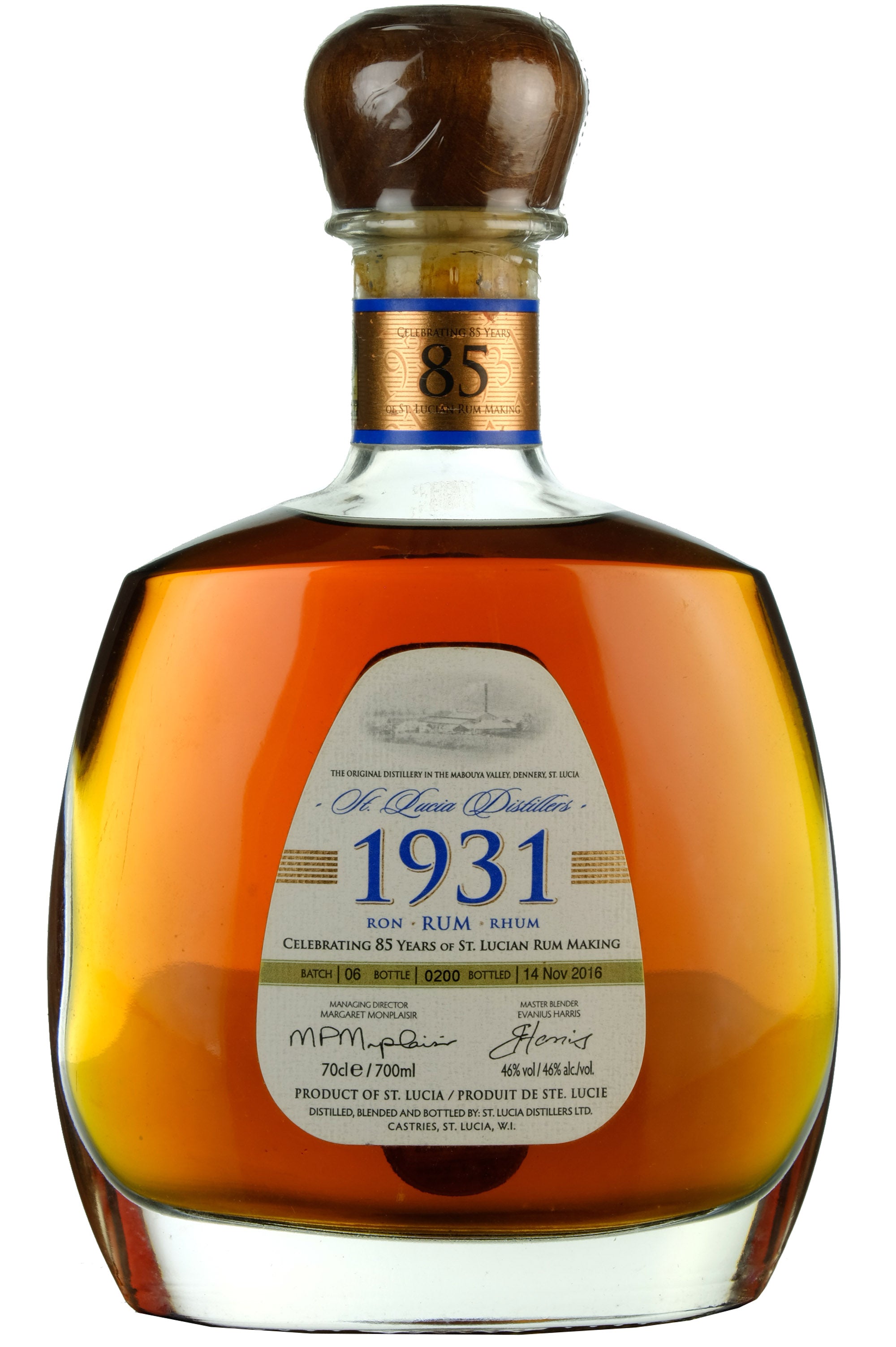 St Lucia Distillers 1931 Rum Celebrating 85 Years Batch 6 Bottled 2016