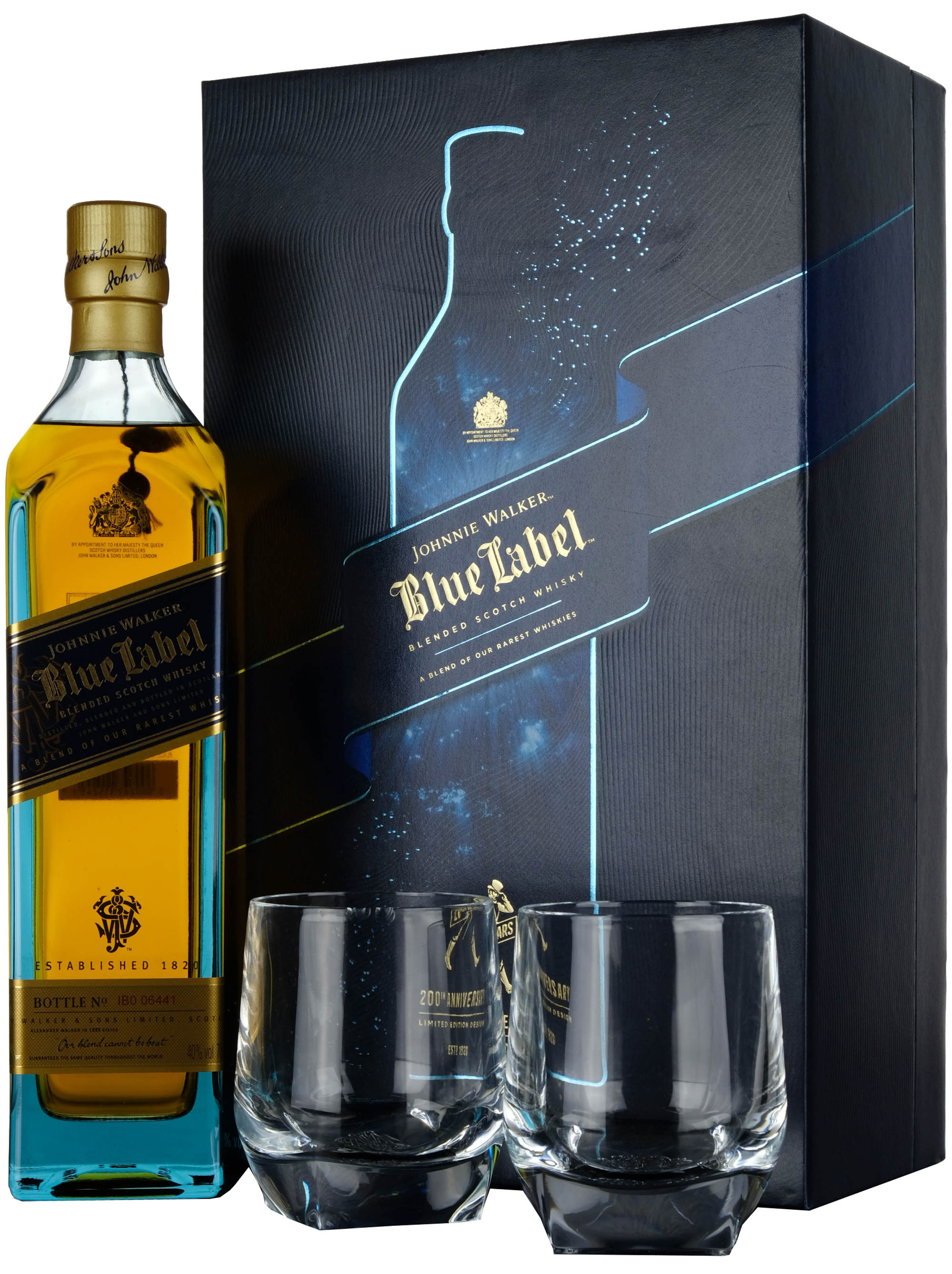 Johnnie Walker Blue Label 200th Anniversary Limited Edition Design 1 Litre Glass Set