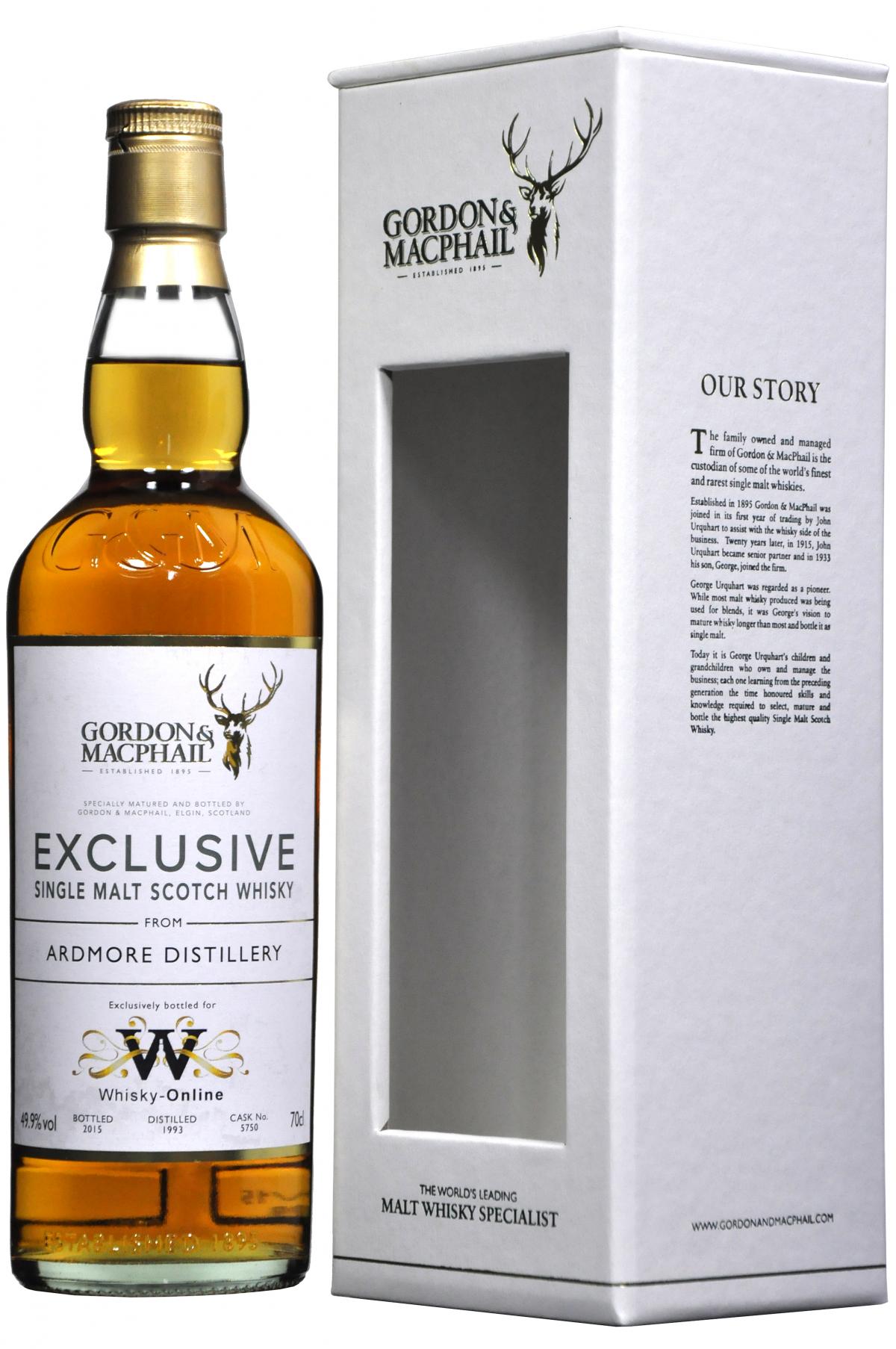 Ardmore 1993-2015 | 22 Year Old Gordon & MacPhail Single Cask 5750 Whisky-Online Exclusive